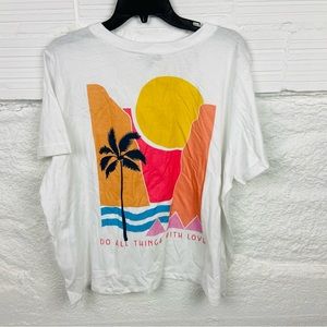 NWOT ATTITUDE NOT INCLUDED white cotton island DO ALL THINGS WITH LOVE top 1X
